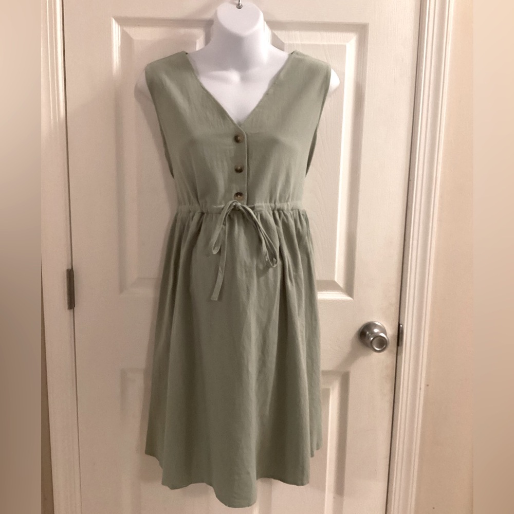 SHEIN NWT Maternity Button Front Drawstring Waist Dress | SZ L